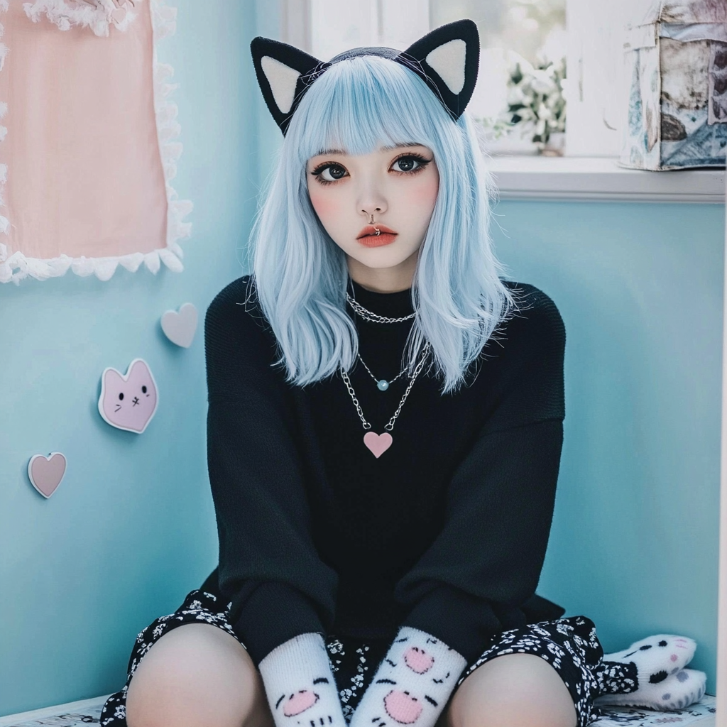 Kitty Kawaii Outfits: Ears & Patterned Socks